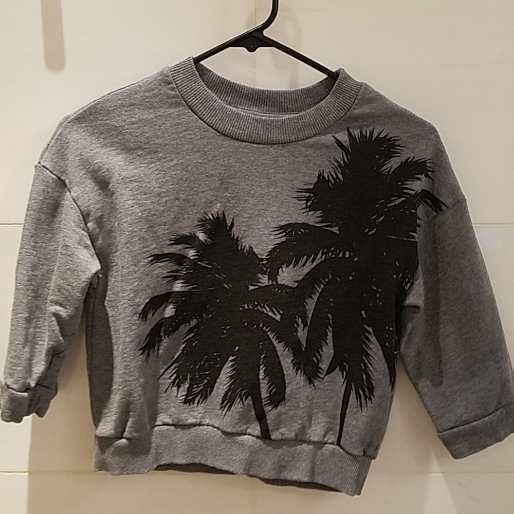Zara grey cropped sweatshirt with black palm tree